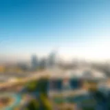 Aerial view of Al Jaddaf showcasing its modern architecture