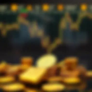 Gold Bullion and Coins: Symbols of Wealth An elegant display of gold bullion and coins reflecting market trends