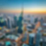 Aerial view of Dubai's skyline showcasing its modern architecture and urban development.