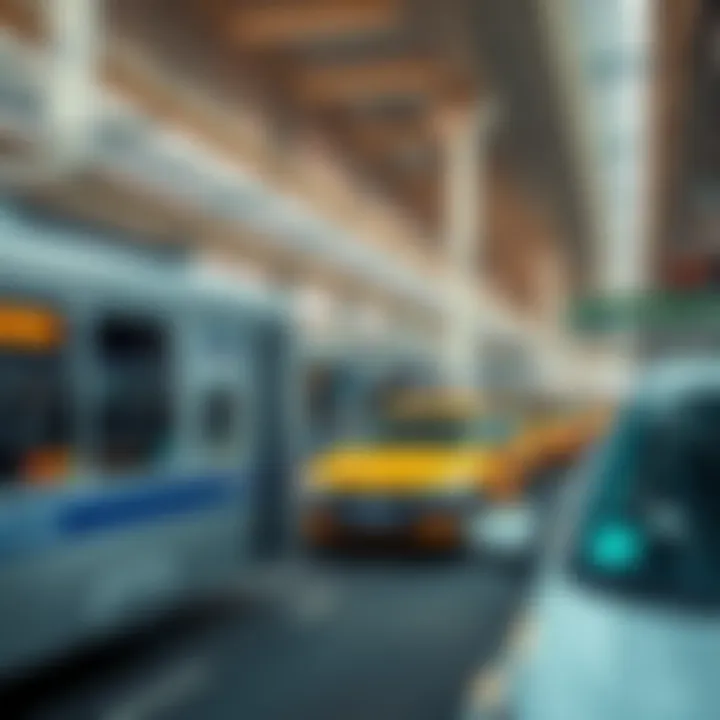 Transportation Dynamics in Dubai A modern transportation system including metro and taxis in Dubai