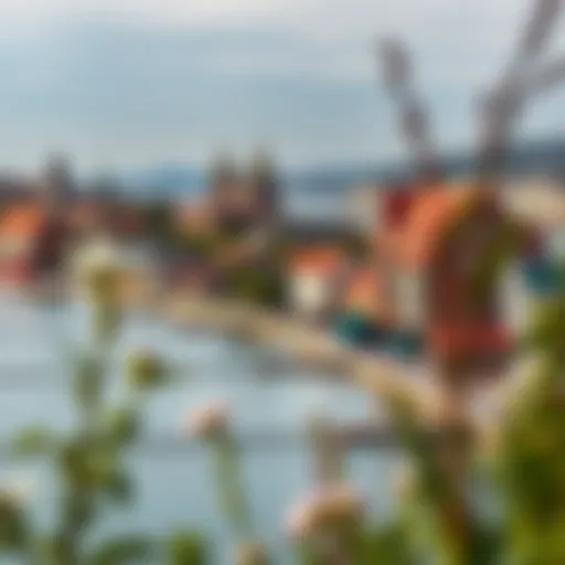 Panoramic view of the Danube River with properties along the banks