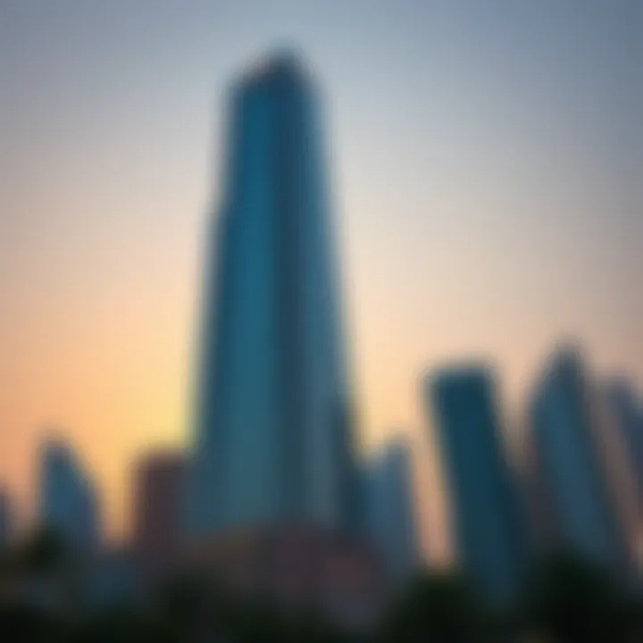 Luxury Skyscraper in Dubai Luxury skyscraper in Dubai reflecting the sunset