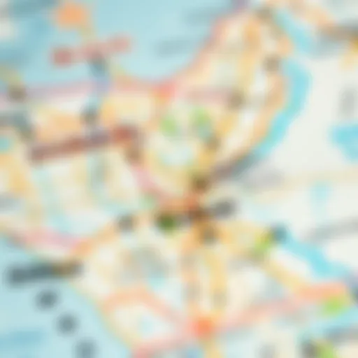 A detailed postal map of Dubai highlighting zip code areas