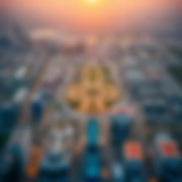 Transforming Landscapes: Major Development Project A bird's-eye view of a major development site in Dubai