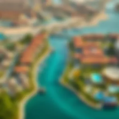 Vibrant Community and Amenities at Yas Water Edge Aerial view of Yas Water Edge highlighting its vibrant community and amenities