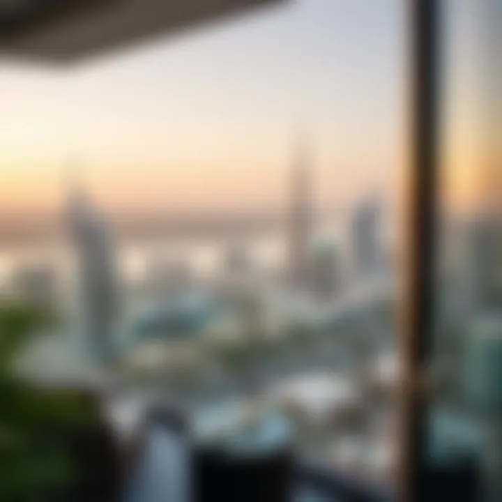 Panoramic Balcony View from Zaya Hameni Tower Panoramic view from a balcony of Zaya Hameni Tower overlooking Dubai skyline